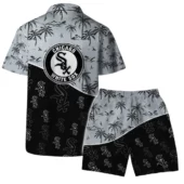 Chicago White Sox Team Logo Palm Leaf Pattern Hawaiian Shirt Back With Short - TeeAloha