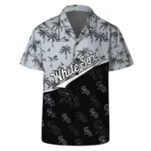 Chicago White Sox Team Logo Palm Leaf Pattern Hawaiian Shirt Front - TeeAloha