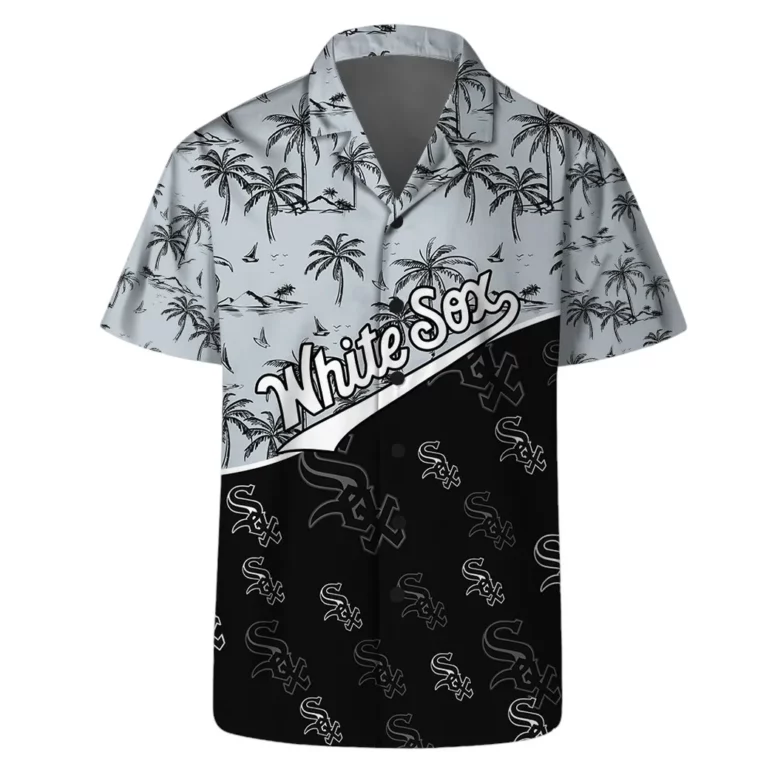 Chicago White Sox Team Logo Palm Leaf Pattern Hawaiian Shirt