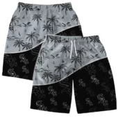 Chicago White Sox Team Logo Palm Leaf Pattern Hawaiian Short - TeeAloha