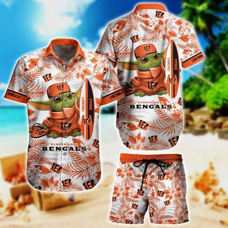 Cincinnati Bengals Baby Yoda Beach Hawaiian Shirt