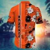 Cincinnati Bengals Bold Blossom Hawaiian Shirt Back - TeeAloha