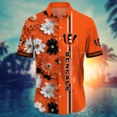 Cincinnati Bengals Bold Blossom Hawaiian Shirt Front - TeeAloha