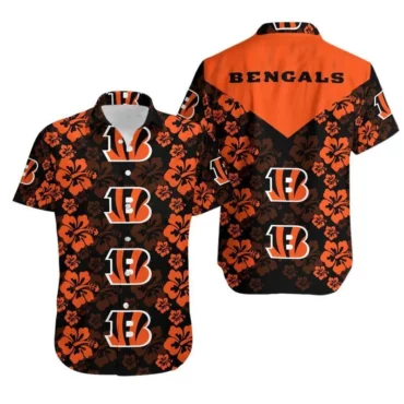 Cincinnati Bengals Bold Hibiscus Hawaiian Shirt