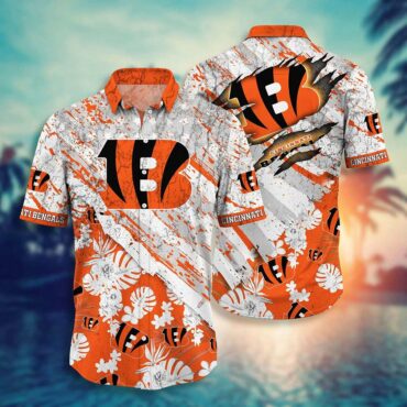 Cincinnati Bengals Cracked Tropics Hawaiian Shirt