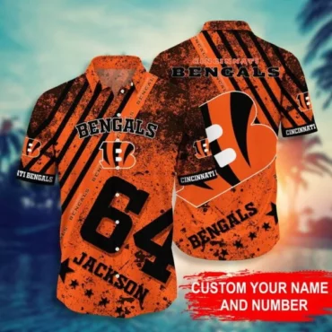 Cincinnati Bengals Custom Grunge Jersey Hawaiian Shirt