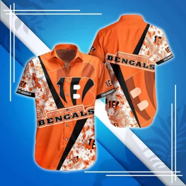 Cincinnati Bengals Diagonal Floral Hawaiian Shirt