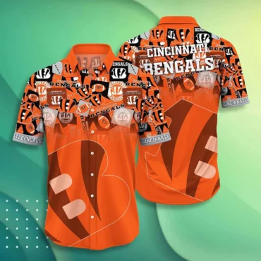 Cincinnati Bengals Graphic Burst Hawaiian Shirt