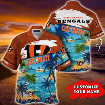 Cincinnati Bengals Island Sunset Hawaiian Shirt