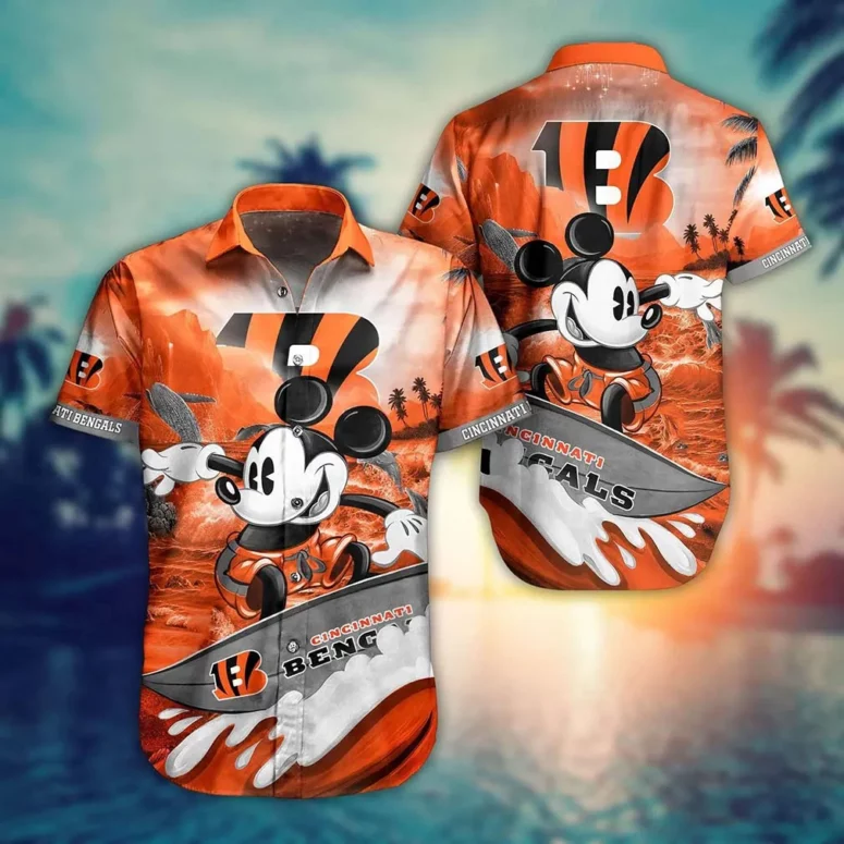 Cincinnati Bengals Mickey Surf Hawaiian Shirt