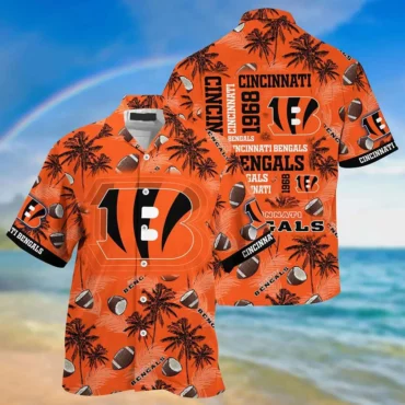 Cincinnati Bengals Palm Touchdown Hawaiian Shirt