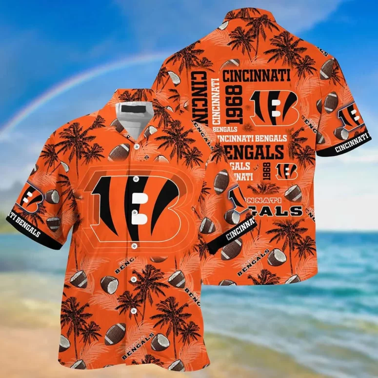 Cincinnati Bengals Palm Touchdown Hawaiian Shirt