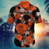 Cincinnati Bengals Rose Noir Hawaiian Shirt Back - TeeAloha