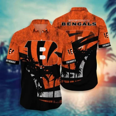 Cincinnati Bengals Shadow Palms Hawaiian Shirt