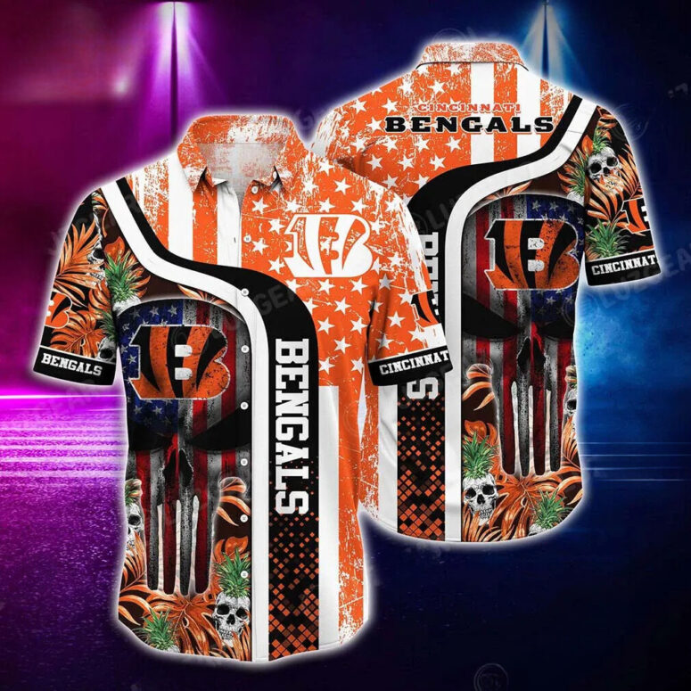 Cincinnati Bengals Skull Patriot Hawaiian Shirt