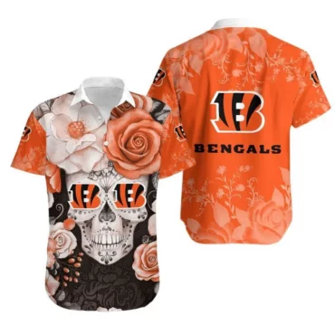 Cincinnati Bengals Skull Rose Hawaiian Shirt