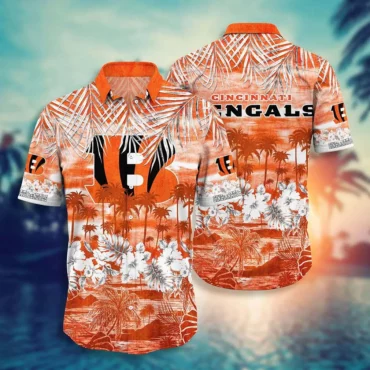 Cincinnati Bengals Sunset Palm Hawaiian Shirt