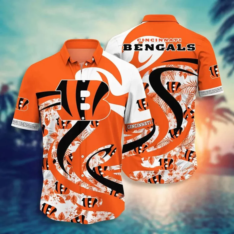 Cincinnati Bengals Swirling Wave Hawaiian Shirt