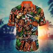 Cincinnati Bengals Tropical Adventure Hawaiian Shirt Front - TeeAloha