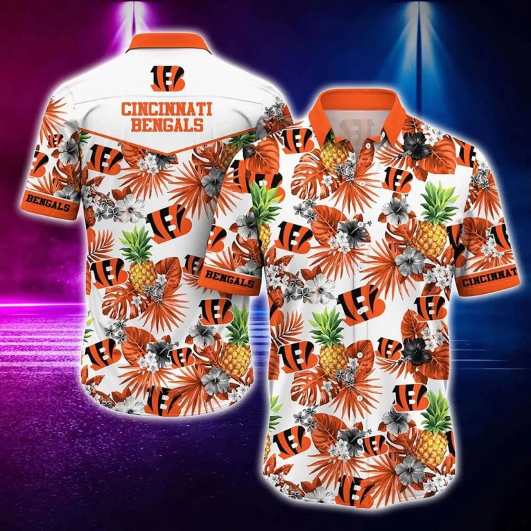 Cincinnati Bengals Tropical Blooms Hawaiian Shirt