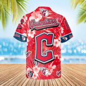 Cleveland Guardians Hibiscus Emblem Hawaiian Shirt Back - TeeAloha