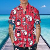 Cleveland Guardians Logo Collage Hawaiian Shirt Mockup Front Man - TeeAloha