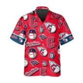 Cleveland Guardians Logo Mania Hawaiian Shirt Front - TeeAloha