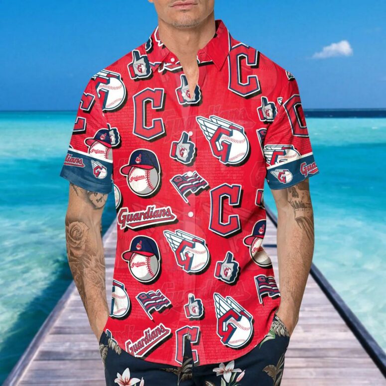 Cleveland Guardians Logo Mania Hawaiian Shirt