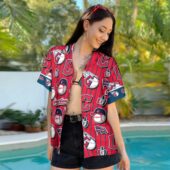 Cleveland Guardians Logo Mania Hawaiian Shirt Mockup Front Women - TeeAloha