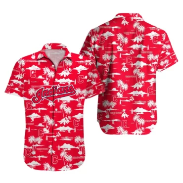 Cleveland Guardians Navy Sketch Hawaiian Shirt