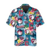 Cleveland Guardians Skeleton Spirit Hawaiian Shirt Front - TeeAloha