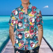 Cleveland Guardians Skeleton Spirit Hawaiian Shirt Mockup Front Man - TeeAloha