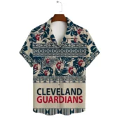 Cleveland Guardians Tribal Print Hawaiian Shirt Front - TeeAloha