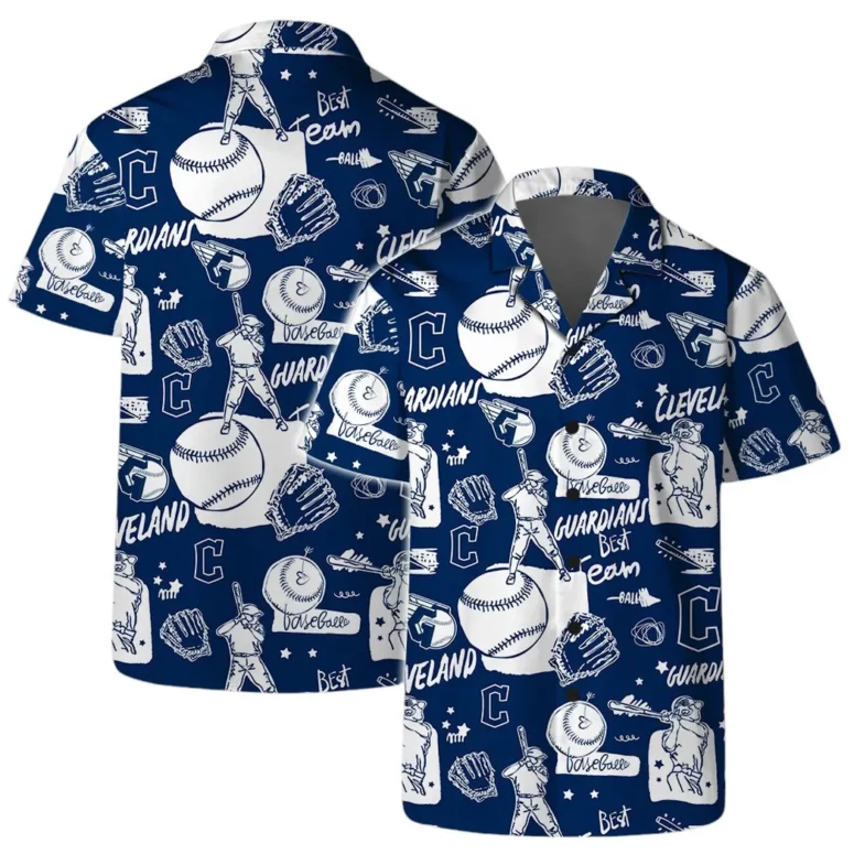 Cleveland Guardians Tropical Monochrome Hawaiian Shirt