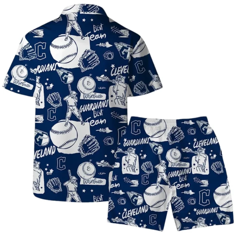 Cleveland Guardians Tropical Monochrome Hawaiian Shirt