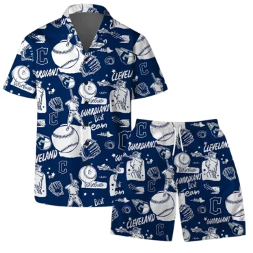 Cleveland Guardians Tropical Monochrome Hawaiian Shirt