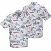 Cleveland Guardians White Hibiscus Hawaiian Shirt