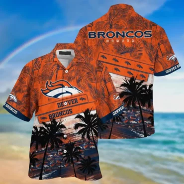 Denver Broncos Coastal Palm Waves Hawaiian Shirt