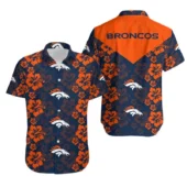 Denver Broncos Hibiscus Back Emblem Hawaiian Shirt