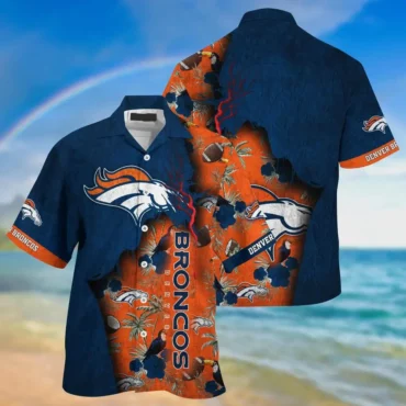 Denver Broncos Island Vibes Sunset Palm Hawaiian Shirt