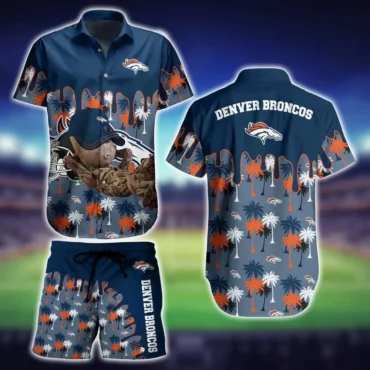 Denver Broncos Palm Drip Hawaiian Shirt