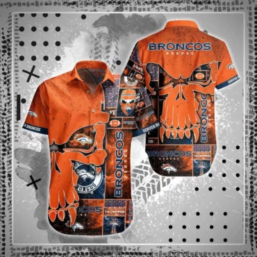 Denver Broncos Skull & Grit Hawaiian Shirt