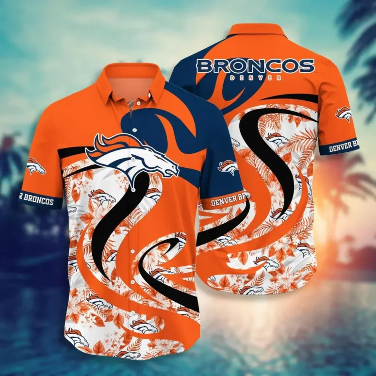 Denver Broncos Wave Crest Hawaiian Shirt