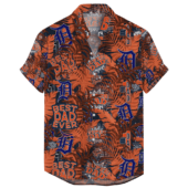 Detroit Tigers 1 Dad Orange Hawaiian Shirt Front - TeeAloha