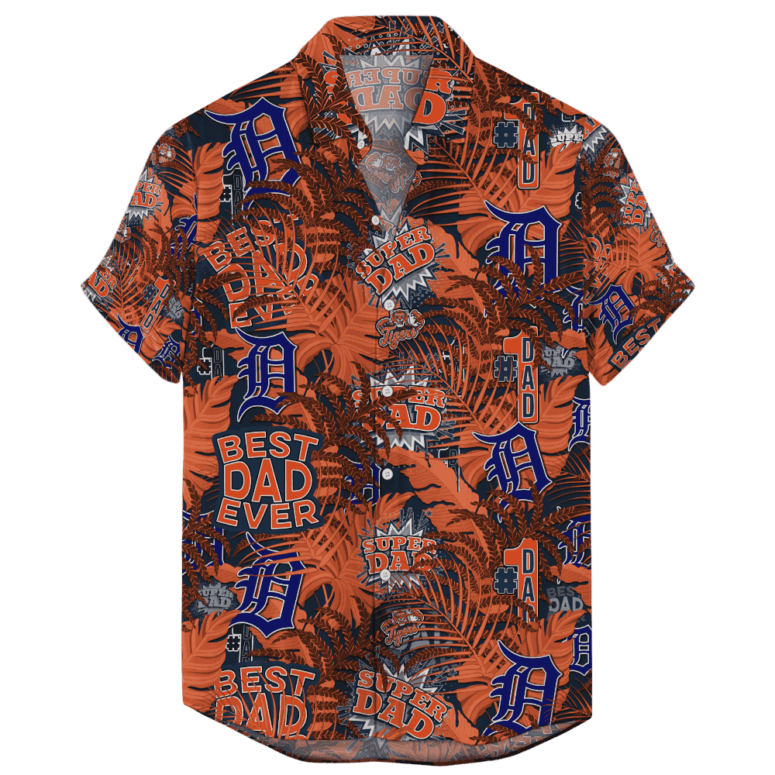 Detroit Tigers #1 Dad Orange Hawaiian Shirt