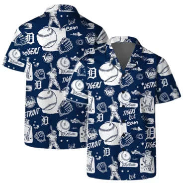 Detroit Tigers Baseball Sketch Hawaiian Shirt