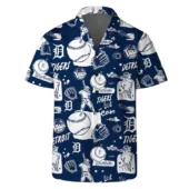 Detroit Tigers Baseball Sketch Hawaiian Shirt Front - TeeAloha