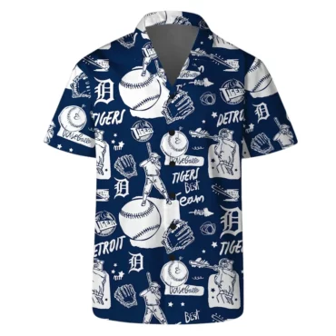 Detroit Tigers Baseball Sketch Hawaiian Shirt