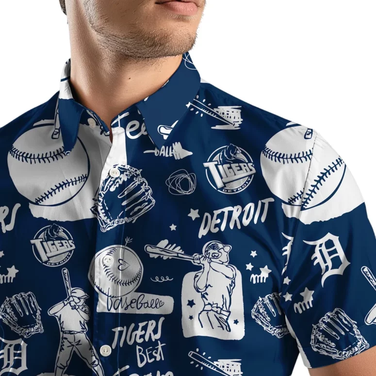 Detroit Tigers Baseball Sketch Hawaiian Shirt