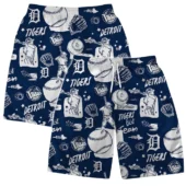 Detroit Tigers Baseball Sketch Hawaiian Short - TeeAloha